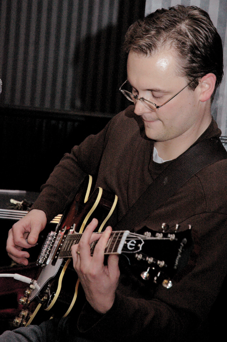 Christian studies professor Greg Thornbury played some blues with English professor Gavin Richardson during a show at Jason's Deli.