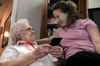 Junior Kathleen Lokey spends Valentines Day at a local nursing home. - Photo by Amanda Herron