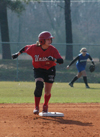 Holly Haycraft prepares to break from second as soon as the pitch is released. - Photo by Steven Aldridge