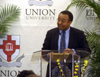 Pulitzer Prize-winning political commentator Clarence Page speaks before a record crowd at the Union Forum. - Photo by Morris Abernathy