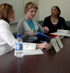 Robyn Head, Mary Head, and Vicky Graves discuss strategies to promote Common Ground, a new orginization on campus that seeks to promote diversity in the student body. - Photo by Lauren Crane