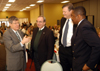 Before his Union Forum address, Fox News analyst Morton Kondracke fellowshipped with President Dockery, Jackson Sun Executive Editor Richard Schneider and Jackson Sun Publisher Ed Graves. - Photo by Morris Abernathy