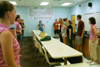 FOCUS Leader Valerie Burnett leads her group in an ice-breaking exercise during New Student Orientation 2002. - Photo by Amanda Smith