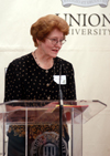 Former Dean of Students Maggie Nell Brewer returned to Union to address the Women's Auxiliary Spring Luncheon. - Photo by Morris Abernathy