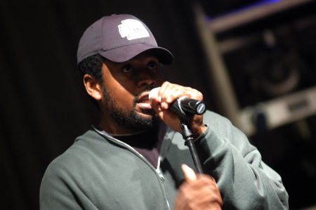 Alum DJ Lee performs with ScratchTrack during the Spring Thing weekend.