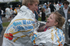 Junior Nathan Michael and senior Jade Barnard celebrate after finishing the half marathon in
Nashville April 30. Nearly 18,000 runners from around the world including a handful of Union students participated in the event. - Photo by Jonathan Blair