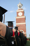 Miller Tower is a picturesque background to the graduation ceremony. - Photo by Kyle Kurlick