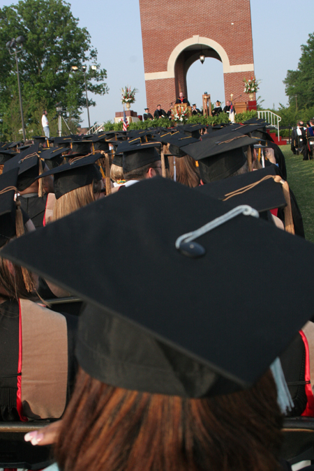 Black mortarboards are a common sight at graduation.