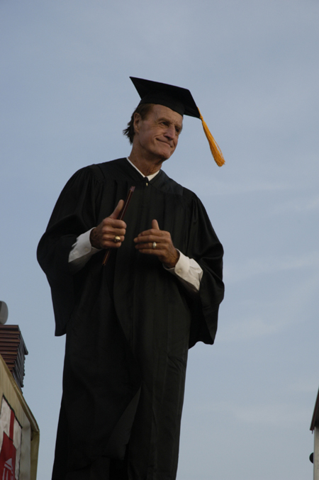 Bobby Morris receives his degree 50 years after leaving Union University two hours shy of graduating. He earned those last two hours in the spring 2005 semester through an independent study course.