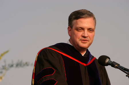 R. Albert Mohler Jr., president of Southern Baptist Theological Seminary in Louisville, Ky., gave the commencement address. Mohler encouraged the graduates to fulfill Jesus’ command to his disciples to do the work of the Father while they still can. 