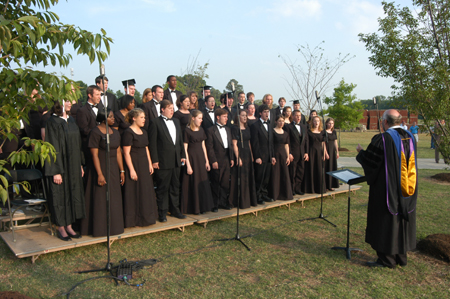 The Union University Singers perform <i>Abide With Me</i> by Moses Hogan during spring graduation.
