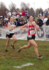 Janelle Royer Campbell approaches the finish line at the 2004 NAIA National Cross Country Meet. - Photo by Kristen Nicole Sayres