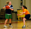Intramural Basketball Action - Tina Smith guards Cheslie Tharpe. - Photo by Jonathan Blair