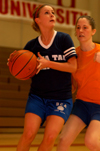 Intramural Basketball Action - Zeta Britney Barkley drives toward the basket. - Photo by Jonathan Blair