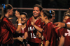 Danielle Pope (15) is congratulated by her teammates after one of her record setting homeruns.  Pope set a new homerun mark for Union with 14 in 2005. - Photo by Jonathan Blair
