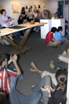 Students gather for the Sculpture Workshop Reception in the Art Gallery. - Photo by Jonathan Blair
