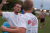 Intramural Ultimate Frisbee Action - Onion Josh Howerton guards SAE Michael Mercer. - Photo by Jonathan Blair