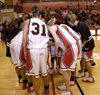 Union's Lady Bulldogs have a team huddle before a Lambuth game. - Photo by Kathleen Murray