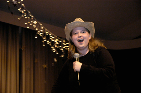 "Ooooooooooooklahoma" Senior Becky Johnson extendedly sings from her favorite broadway musical for the Variety Show.