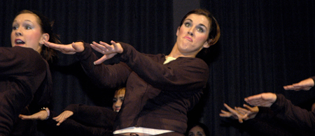 Chi Omegas throw it into high gear at the Variety Show large group division.
