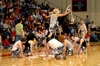 Freshmen Lee Lattier, David Holsinger, Duncan Nicol, Phillip Mitchell, and Sophomores Luke Self, Daniel Freeman perform a special dance for the Homecoming crowd. - Photo by Kristen Nicole Sayres