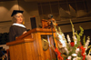 Judy Fletcher, Union's national alumni association president, gives the charge to the new graduates during the summer graduation ceremony. - Photo by Morris Abernathy