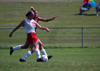 Senior Kari Bachman dribbles past a defender during a Union scrimmage. - Photo by Morris Abernathy