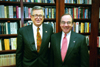 President David S. Dockery and Chuck Colson pose for a photo prior to Mr. Colson's chapel address. - Photo by Jim Veneman