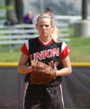 Jackie Cliff picks up her signal from the catcher during a game in the TranSouth Conference Tournament in Nashville. - Photo by Julie Powell