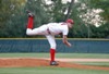 Daniel Adams delivers a pitch during Union's run to the winner's bracket championship in the 2005 TranSouth Conference Tournament. - Photo by Steven Aldridge