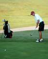 Gary Glapa follows through on a putt during the Union University/Hidden Valley Invitational. - Photo by Steven Aldridge