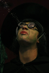 Kyle Raines pretends to be a water fountain during his performance in the children's play <i>Hansel and Gretel</i>. - Photo by Kyle Kurlick