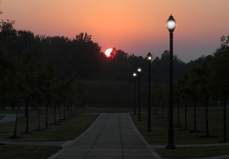 A sunset from the West Lawn at Union University.