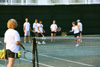 Women's Tennis coach Sandra Williams and members of her team lead a tennis clinic for perspective students at Union University Day at Shiloh Ridge with members of her team. - Photo by Justin Veneman
