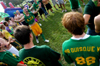 Senior Joel Polk pumps up his fellow Lambda Chis after new associates join the brothers on Bid Day. - Photo by Brad Moore