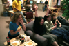 Students gathered in the McAfee commons to watch the Super Bowl. - Photo by Kyle Kurlick