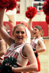 Peaches Hughes leads a cheer during the men's home game against Lambuth. - Photo by Kyle Kurlick