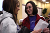 Kristmar Rawlins and Kathryn Kiper fellowship after a Klemata large group meeting. - Photo by Stephanny Rodriguez