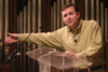 Minister to the University Todd Brady emphasizes a point during a chapel service. - Photo by Stephanny Rodriguez