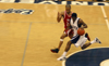 Senior guard Rod Ross races down the court step for step with a Lambuth player. - Photo by Steven Aldridge