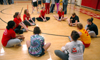 Chi Omegas warm up before the Wild and Wacky Homecoming Games begin. - Photo by Brad Moore
