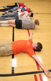 Blake McKinney tries to fill a gap during one of the Wild and Wacky Homecoming Games. - Photo by Kyle Kurlick