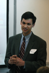 Alum Justin Kroph ('02) gave a talk entitled <em>I Bet I Know What You Are Really Afraid Of...</em> during the Alumni Conference on the Sciences, an annual Homecoming event. - Photo by Heather Phillips