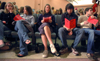 Jessica Gillard, Jessica Patten, Christina Manchester, Ben Bailey and Chris Hayden sit in anticipation for Variety Show 2006. - Photo by Kristen Nicole Sayres