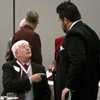 Cristian Murdock fellowships with Russell Tuck, a member of the Class of 1956, during his 50-year reunion luncheon at Homecoming 2006. - Photo by Stephanny Rodriguez
