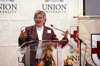 Union Auxiliary President and First Lady Lanese Dockery welcomes the members and guests of the Auxiliary to the fall luncheon. - Photo by Morris Abernathy