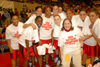 Union's Lady Bulldogs model their national championship T-shirts just moments after earning a second consecutive NAIA title at Oman Arena. - Photo by Morris Abernathy