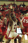 Pierry Valmera (44) works hard to post up during a Union win over Martin Methodist. - Photo by Steven Aldridge