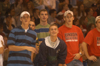 Freshman Brent Jones and his friends Grant, Matt, Logan and Dustin are impressed by an incredible dunk during Midnight Madness.
 - Photo by Jim Veneman