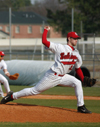 Evan Dyer delivers during the win over Mid-Continent College (Ky.). - Photo by Steven Aldridge
